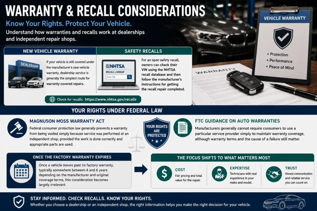 Long Beach import auto repair warranty and recall considerations